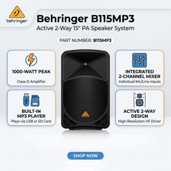 Behringer B115MP3 Active 2-Way 15" PA Speaker System
