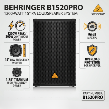 Behringer B1520PRO 1200-Watt 15" PA Loudspeaker System