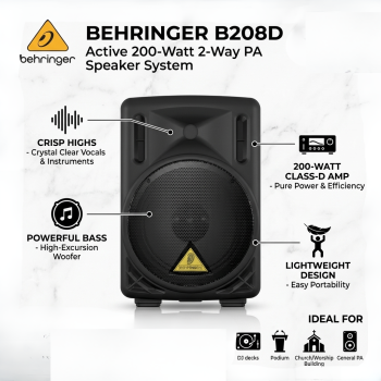 Behringer B208D Active 200-Watt 2-Way PA Speaker System