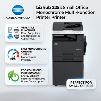 Konica Minolta bizhub 225i 22/8 PPM Mono Multifunction Printer for Professional Offices