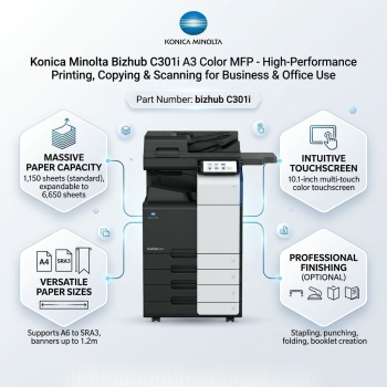 Konica Minolta Bizhub C301i 30 PPM A3 Color Laser Multifunction Printer for Business Offices