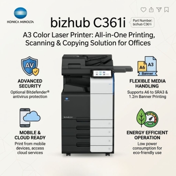 Konica Minolta bizhub C361i 36 PPM A3 Colour All-in-One Office Laser Printer