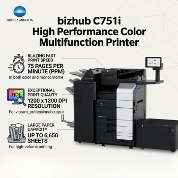 Konica Minolta bizhub C751i High Performance 75 PPM Color Multifunction Printer