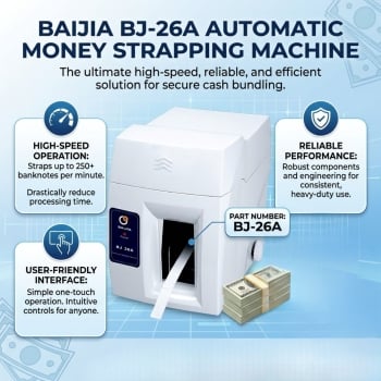 Baijia BJ-26A Automatic Money Strapping Machine High-Speed Currency Bander for Cash Bundling