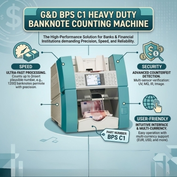 G&D BPS C1 Heavy Duty Banknote Counting Machine for High-Volume Currency Processing