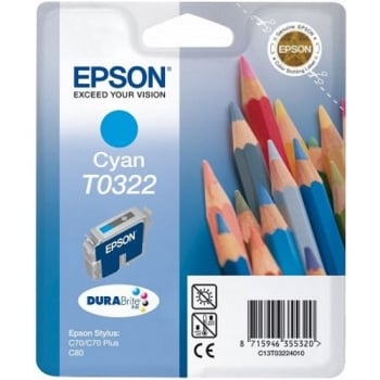 Epson T0322 Cyan Ink Cartridge - Retail Pack (untagged)