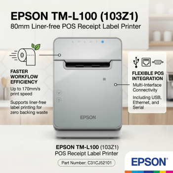 Epson TM-L100 (103Z1) 80mm 170mm/s POS Liner-free Receipt Label Printer