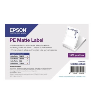 Epson PE Matte Label - Die-cut Fanfold sheets with sprockets: 203mm x 152mm, 1000 labels