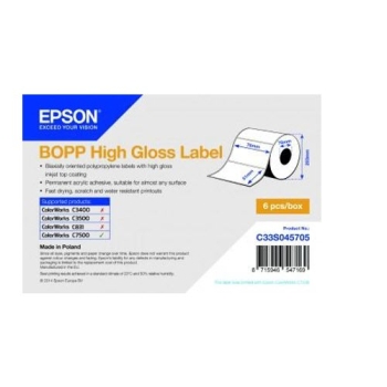 Epson BOPP High Gloss Label - Die-cut Roll: 76mm x 51mm, 2770 labels