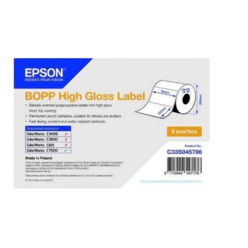 Epson BOPP High Gloss Label - Die-cut Roll: 76mm x 127mm, 1150 labels