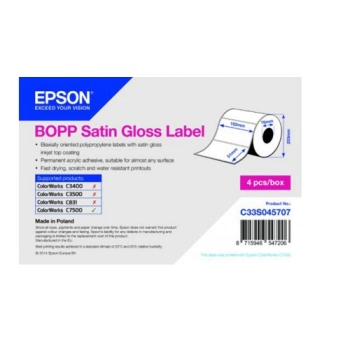 Epson BOPP Satin Gloss Label - Die-cut Roll: 102mm x 51mm, 2770 label