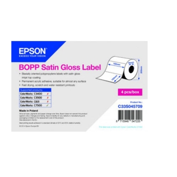 Epson BOPP Satin Gloss Label - Die-cut Roll: 102mm x 152mm, 960 labels