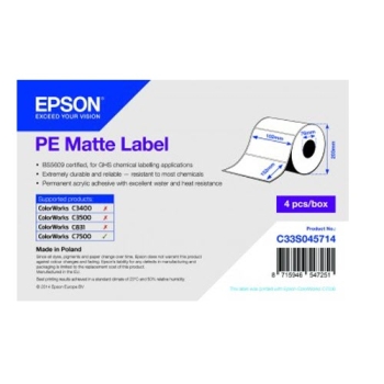 Epson PE Matte Label - Die-cut Roll: 102mm x 152mm, 800 labels
