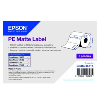 Epson PE Matte Label - Die-cut Roll: 76mm x 51mm, 2310 labels
