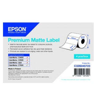 Epson Premium Matte Label - Die-cut Roll: 102mm x 76mm, 1570 labels