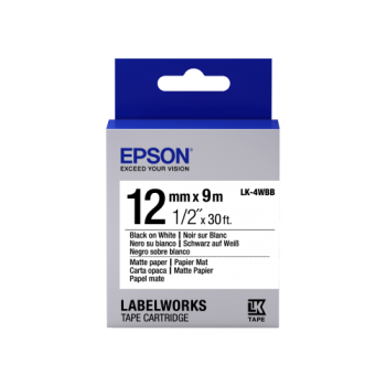 Epson Label Cartridge Matte Paper LK-4WBB Black/White 12mm (9m)