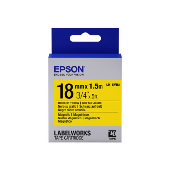 Epson Label Cartridge Magnetic LK-5YB2 Black/Yellow 18mm (1.5m)