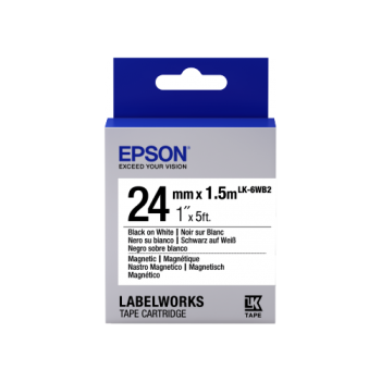 Epson Label Cartridge Magnetic LK-6WB2 Black/White 24mm (1.5m)