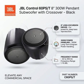 JBL Control 60PS/T 8" 300W Pendant Subwoofer with Crossover - Black (Each)