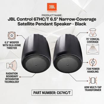 JBL Control 67HC/T 6.5" Narrow-Coverage Satellite Pendant Speaker - Black (Each)