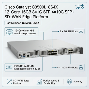 Cisco Catalyst C8500L-8S4X 12-Core 16GB 8×1G SFP 4×10G SFP+ SD-WAN Edge Platform