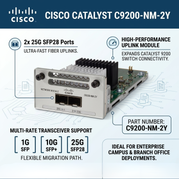 Cisco Catalyst C9200-NM-2Y 2-Port 25G SFP28 Network Module for Catalyst 9200 Multigigabit Series Switches