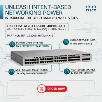 Cisco Catalyst  C9200L-48PXG-4X-E 48x 1GB PoE+ RJ45 (12x MultiGB) 4x SFP+ Switch