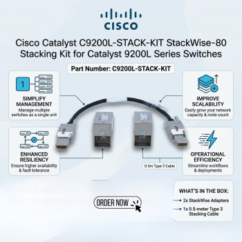 Cisco Catalyst C9200L-STACK-KIT StackWise-80 Stacking Kit for Catalyst 9200L Series Switches