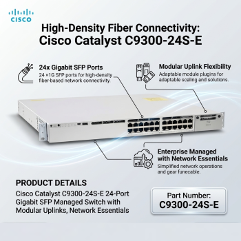 Cisco Catalyst C9300-24S-E 24-Port Gigabit SFP Managed Switch with Modular Uplinks, Network Essentials