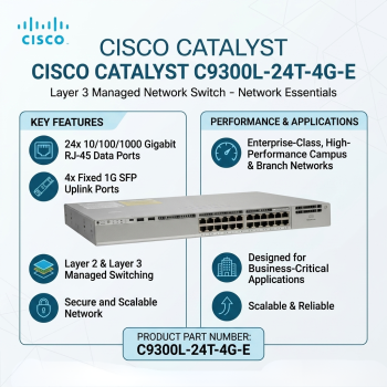 Cisco Catalyst C9300L-24T-4G-E Layer 3 Managed Network Switch Network Essentials