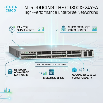 Cisco Catalyst C9300X-24Y-A 24-Port 25G SFP28 Managed Switch with Network Advantage