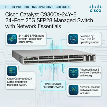 Cisco Catalyst C9300X-24Y-E 24-Port 25G SFP28 Managed Switch with Network Essentials