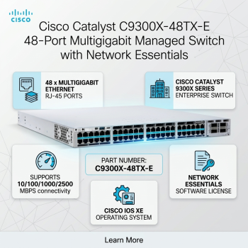 Cisco Catalyst C9300X-48TX-E 48-Port Multigigabit Managed Switch with Network Essentials