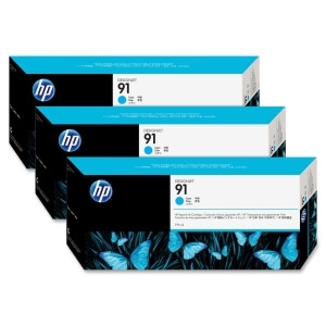 HP 91 775-ml 3-pack Cyan Original Ink Cartridges C9483A