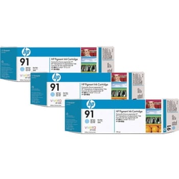 HP 91 775-ml 3-pack Light Cyan Original Pigment Ink Cartridges C9486A