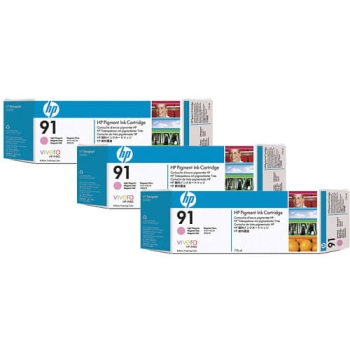 HP 91 775-ml 3-pack Light Magenta Original Pigment Ink Cartridges C9487A
