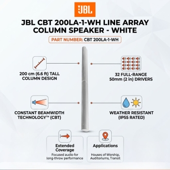 JBL CBT 200LA-1-WH Line Array Column Speaker - White (Each)