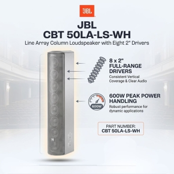 JBL CBT 50LA-LS-WH Line Array Column Loudspeaker with Eight 2" Drivers (Each)