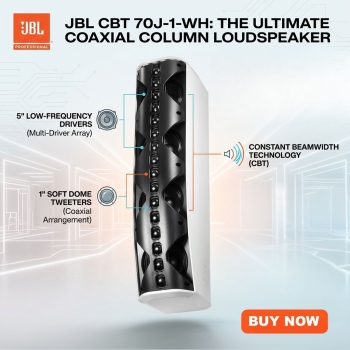 JBL CBT 70J-1-WH Coaxial Line Array Column J-Shaped Loudspeaker (Each)