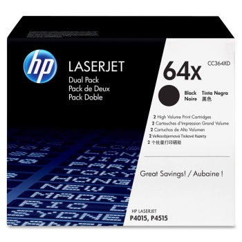 HP 64X Black Original LaserJet Toner Cartridge CC364XD - High Yield - Two per pack