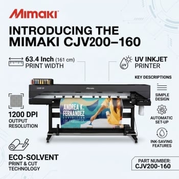 Mimaki CJV200-160 64"  Wide Format Eco-Solvent Print & Cut Printer