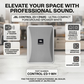JBL Control 23-1 Two Way 3" Ultra-Compact Foreground Speaker White (Each)