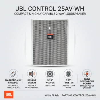 JBL Control 25AV-WH 5.25" 2-Way 200W Shielded Loudspeaker - White (Each)
