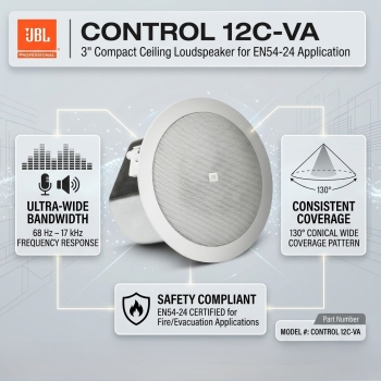 JBL CONTROL 12C-VA 3" Compact Ceiling Loudspeaker for EN54-24 Application (Each)
