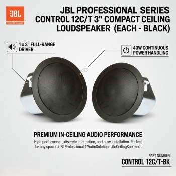 JBL Professional Series Control 12C/T 3" Compact Ceiling Loudspeaker (Each - Black)