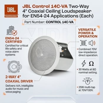 JBL Control 14C-VA Two-Way 4" Coaxial Ceiling Loudspeaker for EN54-24 Applications (Each)