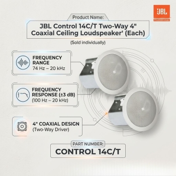JBL Control 14C/T Two-Way 4" Coaxial Ceiling Loudspeaker (Each)