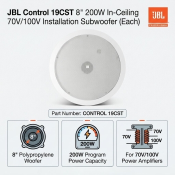 JBL Control 19CST 8" 200W In-Ceiling 70V/100V Installation Subwoofer (Each)
