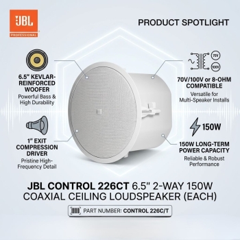 JBL Control 226CT 6.5" 2-Way 150W Coaxial Ceiling Loudspeaker (Each)