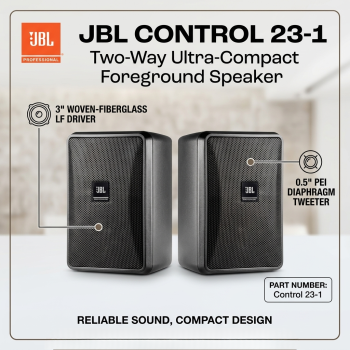 JBL Control 23-1 Two Way 3" Ultra-Compact Foreground Speaker Black (Each)